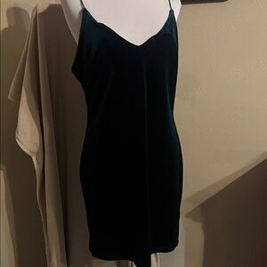 Forever 21 Dark Green Mini velvet slip Dress